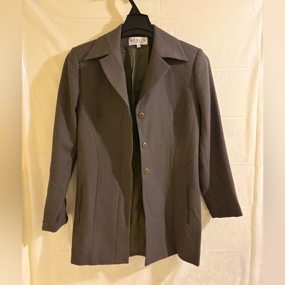 Women's Tailored Gray Patterned Coat - image 1